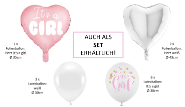 Folienballon Herz - It's a girl - ø 35cm